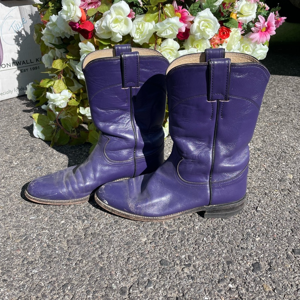 Justin Boots Purple Heeled Cowboy Boots